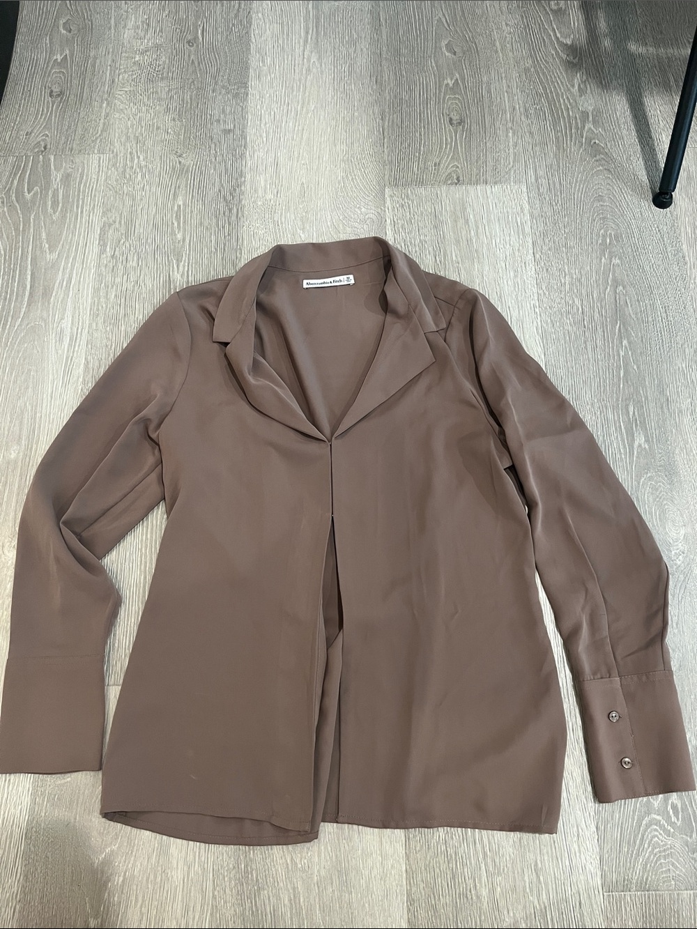 Abercrombie & Fitch Taupe Brown Open-Front Blazer Jacket